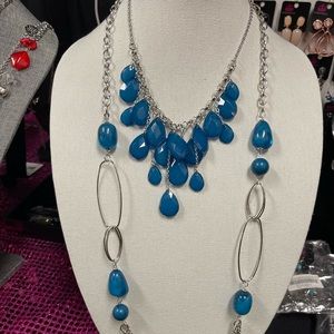 2 piece turquoise and silver necklace